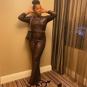Marciano Sequin Set in Dark Brown